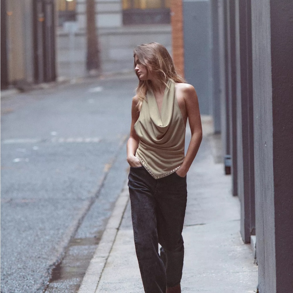 Zara Elegant Tan Halter Top🔥 NWT